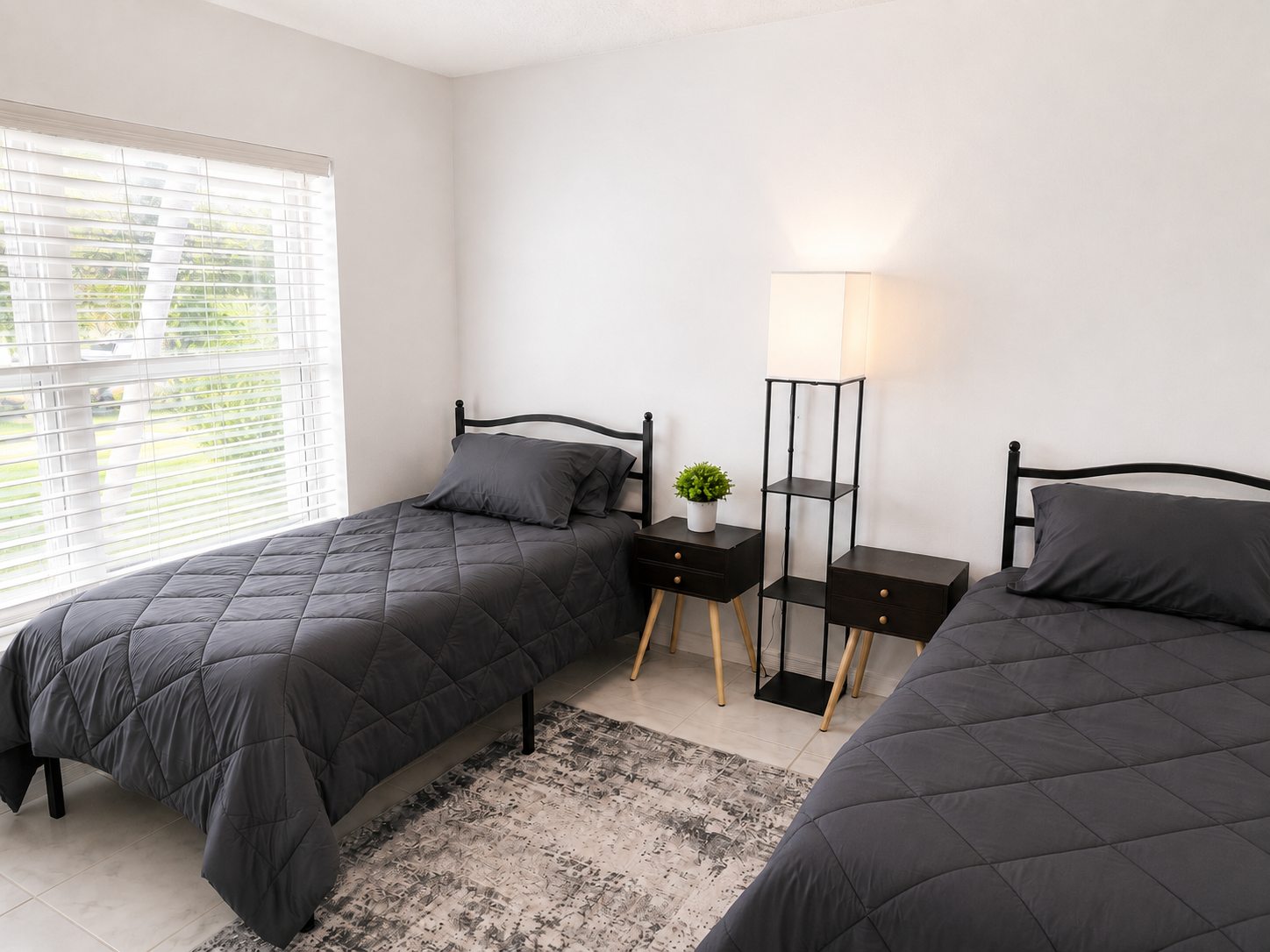 Bright resident bedroom with two beds